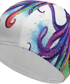 Bunte Oktopus-Badekappe, hohe Elastizität, passend für langes Haar, kurzes Haar, bequeme, große Duschhaube zur Reduzierung des Widerstands und Haarschutz