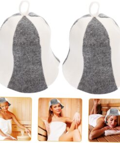 OUNONA 2 Stück Saunahut für Damen aus Atmungsaktivem Filz Saugfähige Haushaltssaunahüte mit Verarbeitung und Einfachem Design für Entspannte Sauna Zuhause Zufällige Farbe