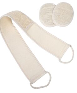 OUNONA Exfoliating Body Scrub Teilig aus Weichem Baumwoll Leinen Material Doppelseitiger Peelinghandschuh und Langer Rückenschrubber für Sanfte Effektive Hautpflege Beim Duschen und
