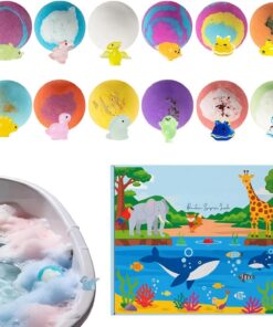 Badekugeln für Kinder mit Spielzeug innen bunt sprudelnd zwölf Stück | Badespielzeug-Set für Kinder für Geburtstagsparty, Kindertag, Erntedankfest, , Mädchen, und