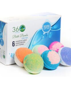 360Feel Bath Bombs Gift Set 6 Large USA made -Made with Essential Oil -All Natural Organic Bath Fizzies- Gift ready box - Aromatherapy Organic Bath Bomb for Women Men and Kids - Gift ready box