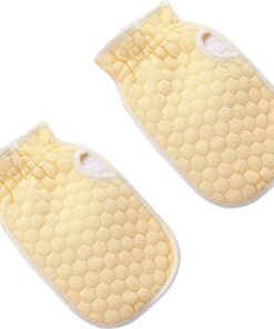 Peeling-Duschbadhandschuh für Dusche, Spa und Körperpeeling, weich, für Männer, Frauen und Kinder, Gelb, 2 Stück