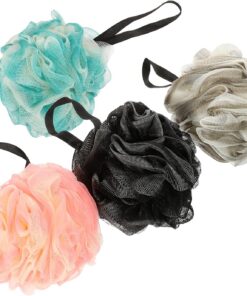 4 Stück Waschball aus Pe für Rücken und Schultern zum Baden | Leicht, Exfolierend, für Dusche und Bad, Kompakt für Zuhause und Reisen