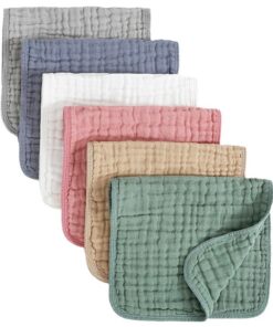 Packung 6pcs Baumwolle Lätzchen Baby Rurp Tücher Weiches Absorbierendes Gesicht Handtuch Schulterpolster 6-Schicht Zum Sabieren Und Zahnen Duschgeschenk