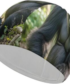 Gorilla Badekappe auf dem Boden, hohe Elastizität, passend für langes Haar, kurzes Haar, bequem, große Duschhaube zur Reduzierung des Widerstands und Haarschutz