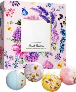 Badebälle für Damen - 4 Stück mit getrockneten Blüten zur Körperreinigung,Brausebäder mit Meersalz - für Damen, Mädchen, Frauen, Spa-Liebhaber, romantische Abende, Hotels, Zuhause,