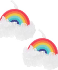 STOBAZA Regenbogen Duschbadeball 2 Stück Weich Hautpflegefördernd Für Altersgruppen Badezubehör Badewanne Tragbar