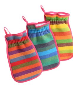 VALICLUD Peeling Duschhandschuh für Körperreinigung und Hautpeeling aus Künstlicher Faser 3 Stück Badetuch Zufällige Farbe für Camping und Hotelaufenthalte