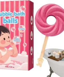 Sprudelnde Badekugeln, Lutscher-Form, duftender Duschspaß, bunte Badekugeln für und Mädchen, Geburtstag, Reisen, Zuhause, Kindertagesstätte, Badezimmer, Spieltermine, Sommerentspannung, sanfte
