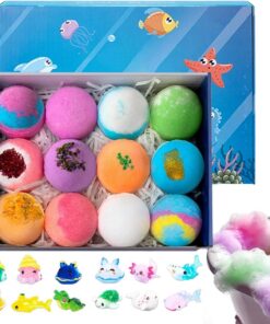 Badekugeln für Badewanne – 12 duftende und reichlich Blasen-Gadgets | Salzbälle für die Badewanne mit Spielzeug | für Kleinkinder, Vorschulkinder, und Mädchen, Zuhause, Reisen, Toilette und