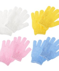 Nylon Peelinghandschuhe, Doppelseitig, Fünf Finger | Bad und Dusche, 2 pro Farbe, zum Abreiben von Ölresten, 8 Stück im Packung