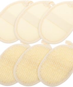 OUNONA Luffa Peelingpads mit Lanyard Design 6 Stück aus Baumwolle und Leinen zur Hautreinigung Sanftes Körper und Gesichtspeeling für Kinder zu Hause