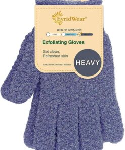 EvridWear Peeling-Handschuhe für Dusche, Spa, Massage und Körperpeeling, entfernt abgestorbene Hautzellen, Handschuhe mit Aufhängeschlaufe