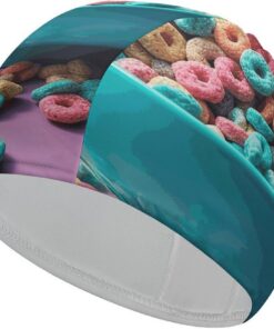 Badekappe mit Müsli in Schüssel, atmungsaktiv, hohe Elastizität, weich, rutschfest, Badekappe für Damen und Herren