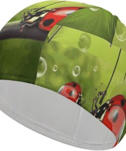 Lustige Badekappe mit Marienkäfer-Design, hohe Elastizität, passend für langes Haar, kurzes Haar, bequem, große Duschhaube für Zugreduzierung und Haarschutz