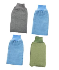 STOBAZA 4 Stück Peeling Handschuh Baumwolle Polyester Duschreinigungshandschuhe mit Handgelenkverschluss Körperschrubber für Damen und Herren Körperpflege Dusche Zufällige Farbe