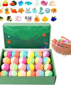 Badebälle mit Spielzeug für Mädchen 24 Stück Körperreinigung | Brausende Duschkugeln Kollektion für Geburtstag Ferien Spieltreffen Kita Badezimmer Sommer und Reisen Zuhause Toilette und