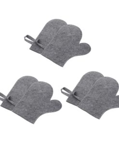 Abaodam 6 Stück Sauna isolierte Handschuhe filz Sauna -Kissen Wärmesichere Handschuhe hitzebeständiger Handschuh Grey