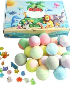 Badesalzkugeln 24 Stück Erfrischender Badezusatz | Duschkugeln mit Spielfigur-Tieren für Kinder Mädchen Zuhause Reise Hotel