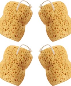 VALICLUD 4 Stück 4 Stück-pack Natürlicher Peelingschwamm Bade und Duschschwamm aus Meereshaar Ergonomisch Schnelltrocknend Sanfte Gesichts und Körperreinigung für Empfindliche Haut und