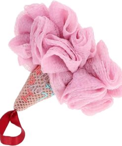 VALICLUD Süßer Eiscreme Förmiger Duschball in Rosa mit Polyestergefüllter Baumwolle Pe Material und Praktischem Aufhängeband für Entspannendes Baden zu Hause und Reisen Zufällige Farbe