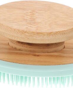 STOBAZA Silikon Badebürste mit Holzgriff Flexible Weiche Borsten für Sanfte Körpermassage und Reinigung Sicher für Heißes Wasser für Dusche und Bad