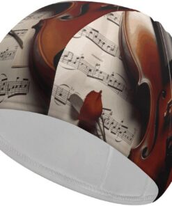 Badekappe für Violine, hohe Elastizität, passend für langes Haar, kurzes Haar, bequem, große Duschhaube für Zugreduzierung und Haarschutz