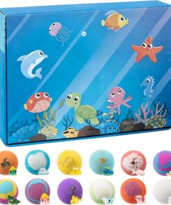 Sea Animal Bath Bombs - 12 Piece Quick Dissolving Set | Floating Kids Water Toys, Colorful Fizzy Balls, Scented Spa Kit, Bathroom Accessories for Boys Girls Preschoolers