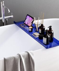 Generisch Badewannentabletts, (de:(Luxus-Badewannentablett aus Acryl, modernes Badezimmerzubehör, 39" Badewannentisch-Organizer-Regal, Farbe Blau, Länge 100 cm))