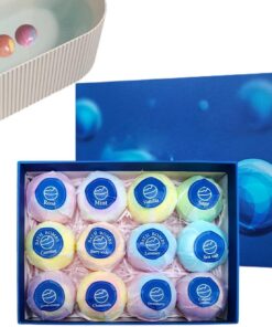 Handgemachte Badekugeln | Dutzende von Hautreinigern mit Salzbadebomben, für Geburtstag, Spa, Dusche, Geschenke für und Mädchen, Korb zum Valentinstag