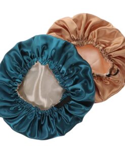 Abaodam 2stücke Satinhaube zum Schlafen Atmungsaktive Duschhauben für Damen Elastische Schlafhauben für Reisen Bruchfest und Wiederverwendbar