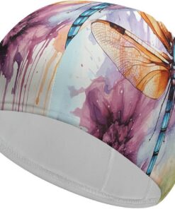 Badekappe mit Libellen-Aquarellmalerei, hohe Elastizität, passend für lange Haare, kurze Haare, bequeme, große Duschhaube für Zugreduzierung und Haarschutz