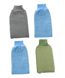 VALICLUD 4 Stück Kinder Duschhandschuhe aus Baumwolle und Polyester mit Handgelenkverschluss zur Keratinentfernung und Schaumbildung für Bad und Dusche Zufällige Farbe