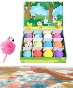 Ocean Toy Badesalzkugel-Hüllenbox-Badebomben, 12er-Pack Badebomben mit Überraschungsfeder im Inneren, Blasen-Osterkörbchenfüller, Ostereierfüller(Green)