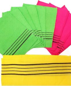 9 Peeling-Waschlappen-Handschuhe und 1 langer Waschlappen für die Rückseite, sortiert