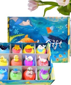 Badebomben mit Spielzeug für Mädchen 12 Stück zur Körperreinigung | Milde Sprudelbadebälle für Mädchen Geburtstag Ferien Spieltermine Sommer Reise Bad WC Hotel Zuhause
