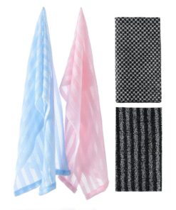 Duschtuch, japanisches Peeling-Handtuch, Rückenschrubber für die Dusche, 4 Stück doppelseitig, japanischer Rückenschrubber, Peeling, für Männer und Frauen