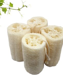 Duschschwamm aus natürlichem Luffa, Peeling, Körperluffa für saubere Haut, Scheuerschwamm für Küche (4 Stück), Weiß