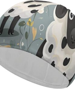 Badekappe mit Cartoon-Schaf, hohe Elastizität, passend für langes Haar, kurzes Haar, bequem, große Duschhaube für Zugreduzierung und Haarschutz