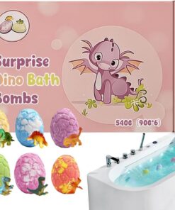 Badeier mit Überraschungsspielzeug für Kinder - 6-teiliges Dinosaurier-Set zur Körperreinigung | Sanfte Kinderbadebombe | Geschenk für Mädchen, Geburtstag, Zuhause, Reise, Bad, Hotel,