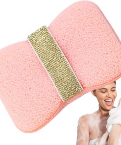 Badeschwamm, Seifensparbeutel, Körperschrubber, sanftes Peeling, schnell trocknendes Material, Dusche, Reisen, Camping, 12 x 8,5 x 2 cm, Weiß, 1 Stück