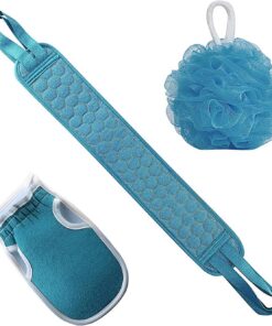 Peeling Waschlappen, 3er Set Rückenbürste Rückenschrubber Peelinghandschuh Duschschwamm Luffa Schwamm Badeschwamm Body Scrubber Rückenmassage Rückenschrubber für Bad und Dusche
