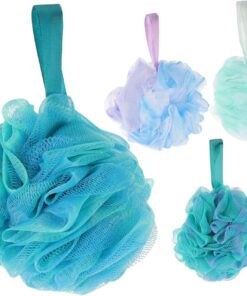 VALICLUD 4 Stück Teiliges Duschball Schwamm Körperpeeling Loofah mit Lanyard für Tiefenwirksame Hautreinigung als für Familie und