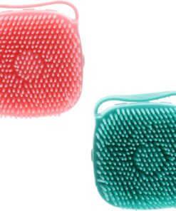 Silikon Massagebürste für Dusche, 2 Stück-pack, Blau Rosa | Badezubehör für Zuhause und Reisen, Strukturierte Borsten mit Schaumkapseln, zur Hautreinigung Zufällige Farbe