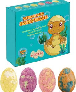 Natürliche Badekugeln 4 Stück Eiförmige Seife Mit Langanhaltendem Duft | Natürliche Handgefertigte Badekugel Mit Dinosaurier-Spielzeug Innen Spa Entspannung Geburtstag Sommer Selbstsorge