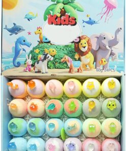 Badebomben für Kinder 24 Stück Entspannender Reinigungsschaum | Duschkugeln mit Spielfigur-Tieren für Zuhause Badewanne Reise Hotel Kinder Mädchen Spa