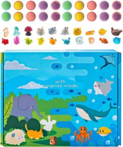 Bath Fizz Bomb Set, Organic Glitter Bath Balls Kit, Surprise Toy Inside Fizzy Salts, Relaxing Soak Bomb Collection, Colorful Spa Bathing Experience Pack, for Kids Birthday Party Holiday Favors Use