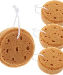 VALICLUD 4 Stück Teiliges Peeling Duschschwamm aus Natürlichem Luffa Sanftes Körperpeeling und Massage mit Praktischem Aufhängeband Atmungsaktiv und Langlebig für Dusche und Bad