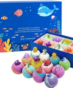Badebomben Mit Spielzeug Für Mädchen,12 Stück Meeresmotiv-Badezusatz,Schaumbad-Ball-Set | Ehefrauen und Damen Geburtstag Urlaub Sommer Reise Badezimmer Toilette Hotel Zuhause Kita