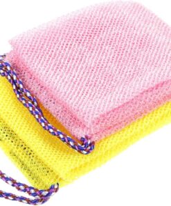 OUNONA 2 Stück Teiliges Peeling Badetuch mit Kordelzug Exfolierender Doppelseiten bodyscrubber Langlebiger Leichter Rückenpeeling waschlappen für Dusche und Körperreinigung